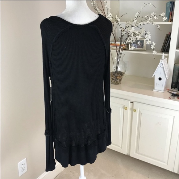 NWT Free People Laguna Black Thermal Top S - Picture 6 of 7
